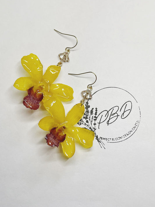 Yellow Orchid Earrings