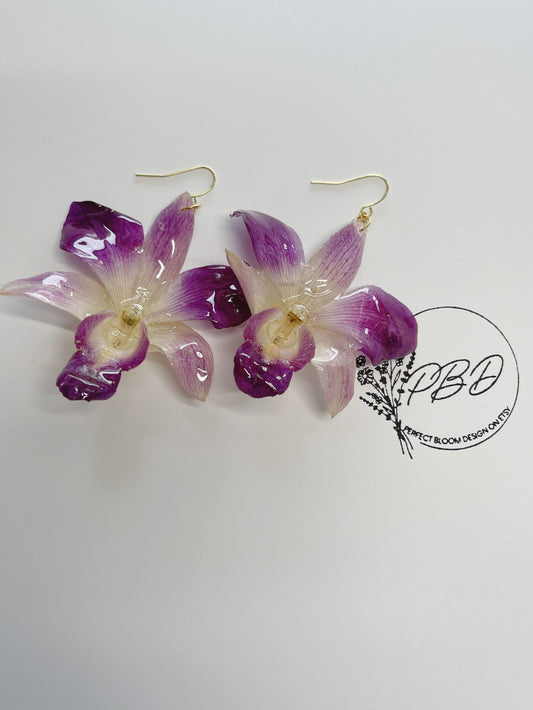 Purple Orchid Earrings
